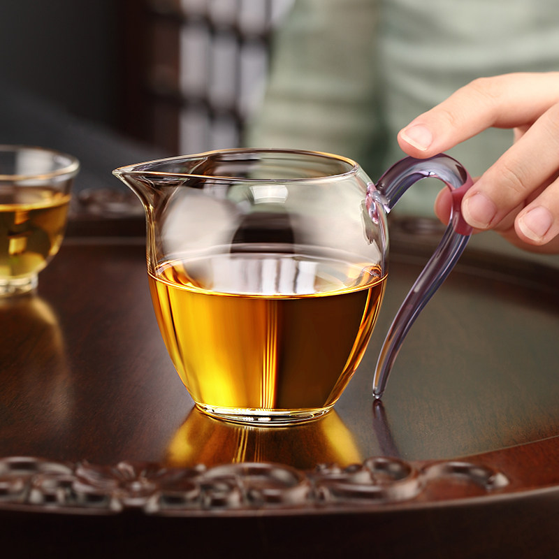 金芝达公道杯玻璃分茶器彩把茶海功夫茶具N匀杯分茶茶杯耐热加厚