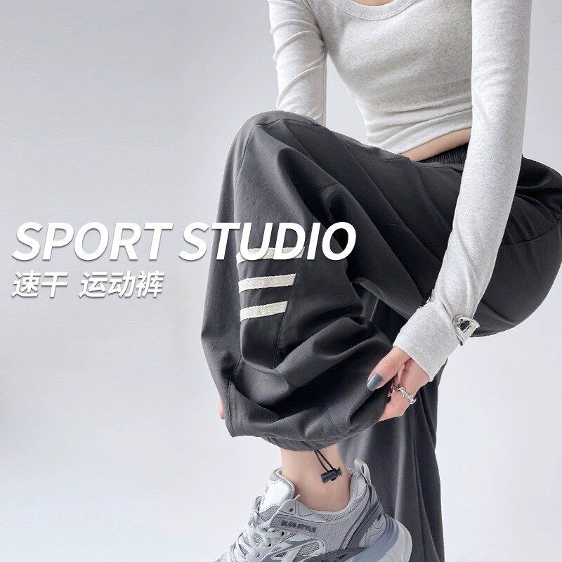 大码胖mm美式夏季薄款束脚工装裤阔腿直筒冲锋裤速干运动登山裤女
