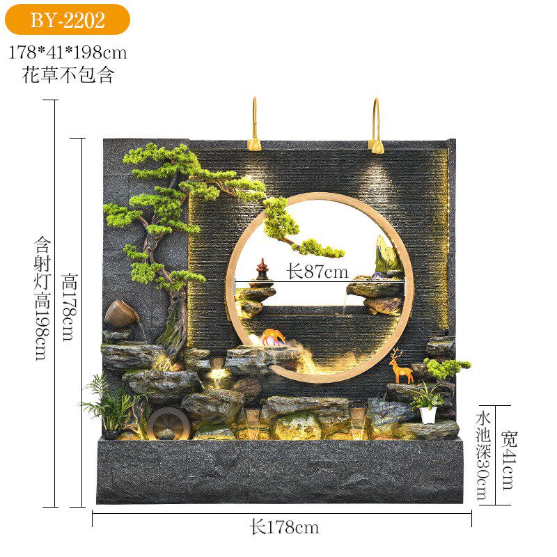 水幕墙假山流水造景屏风酒店庭院公司别K墅隔断景观鱼池水景摆件