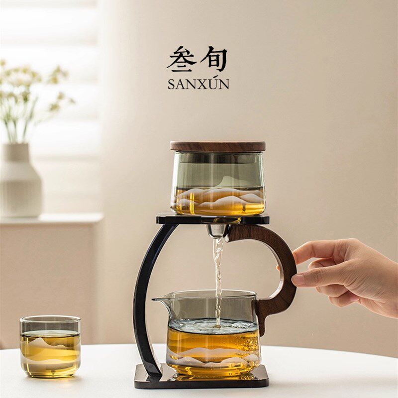 叁旬无争磁e吸自动泡茶壶懒人泡茶神器玻璃单壶办公室功夫茶具
