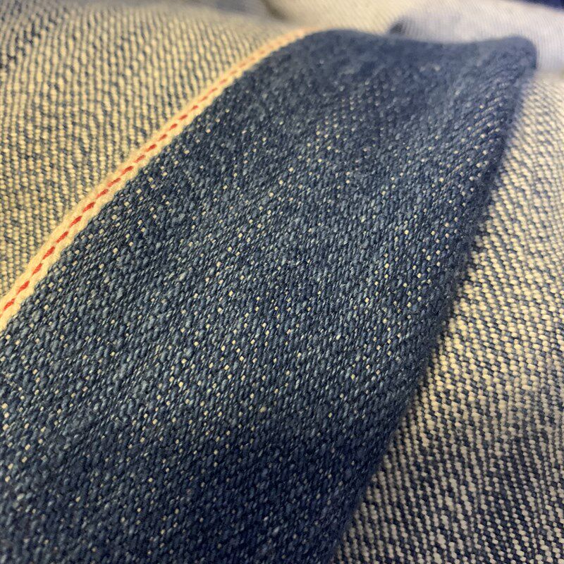 前进布业墙裂推荐19安水洗牛仔布料赤耳单宁红边牛仔布料复古蓝布