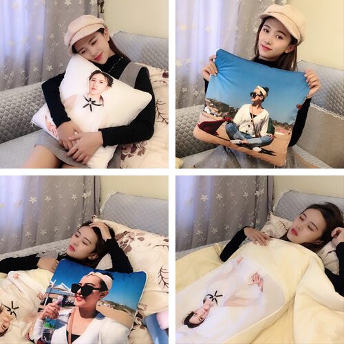 图片定制可印高档照片diy汽车载送男友抱枕头被子两用可折叠定做