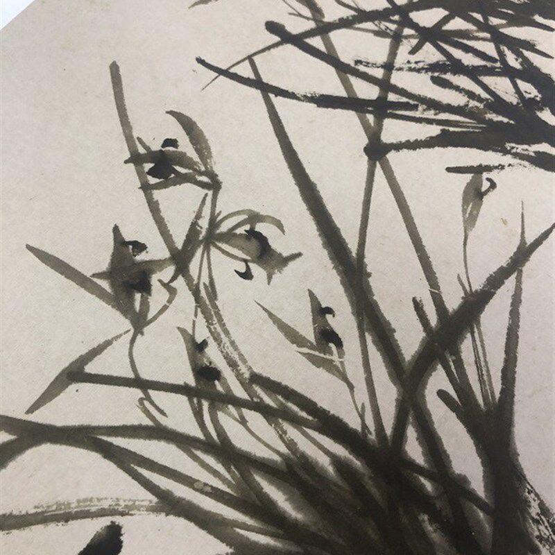 清 郑板桥 荆棘k从兰图卷 名家仿古国画长卷墨兰墨竹卷轴装饰画