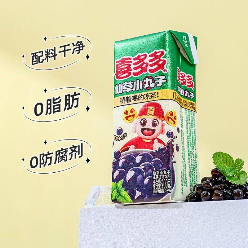 【喜多多】仙草小丸子便携装植物饮料常温即食凉茶200g*6盒