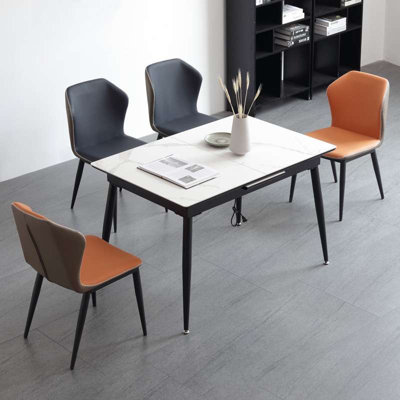 意式轻奢岩板餐桌北欧现代简约小户型家用饭桌餐桌椅组合伸缩桌子