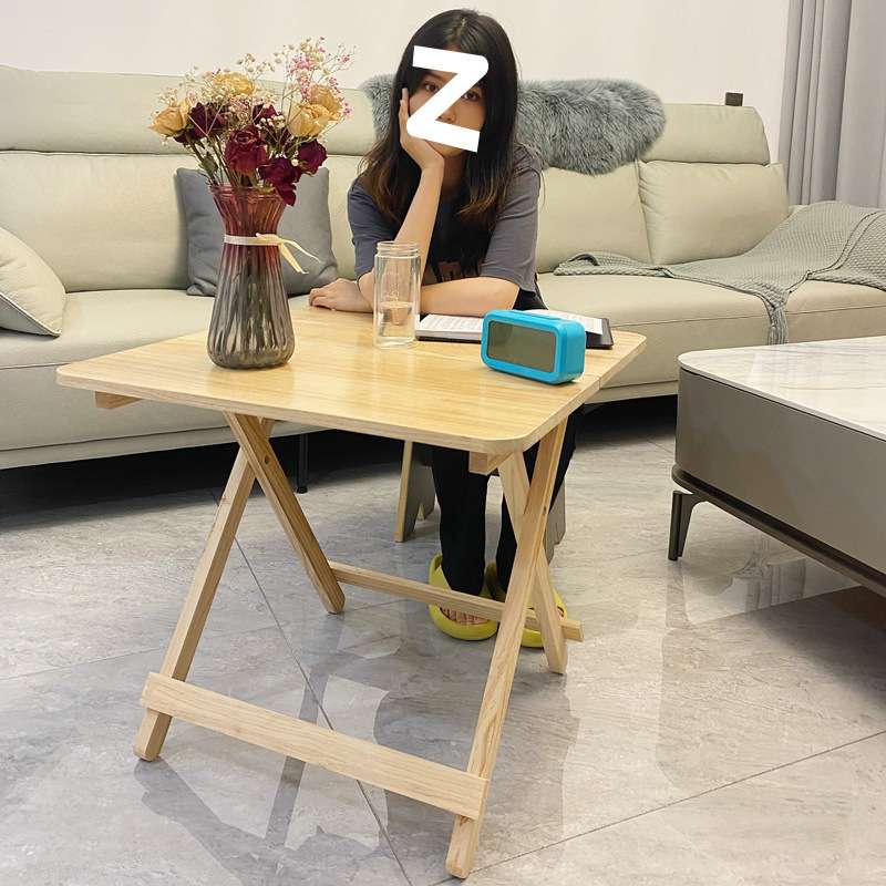 实木可折叠桌家用餐桌简易便携式饭桌出租房正方形小户型吃饭桌子