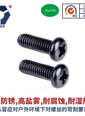 PM2.5x3-2.5x20圆头黑色螺丝 GB818不锈钢 高盐雾黑锌达克罗螺丝