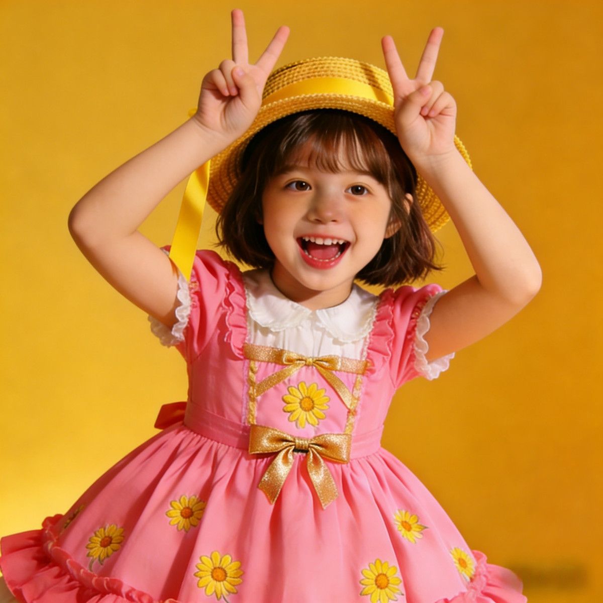 2026春夏装女童新款小皱菊连衣裙宝宝生日洋气小清晰公主裙蓬蓬裙