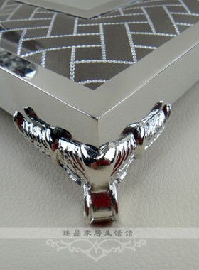 欧式长方形不锈钢托盘茶盘茶杯盘客餐厅高档茶盘皮革托Z盘软装饰