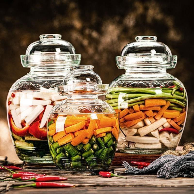 泡菜坛子家用玻璃加厚腌菜缸酸菜坛子大号带盖密封四川咸菜泡菜罐