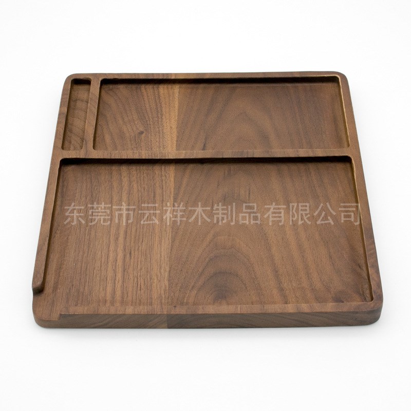 黑胡桃餐具盘分隔食物餐具盘日式餐盘