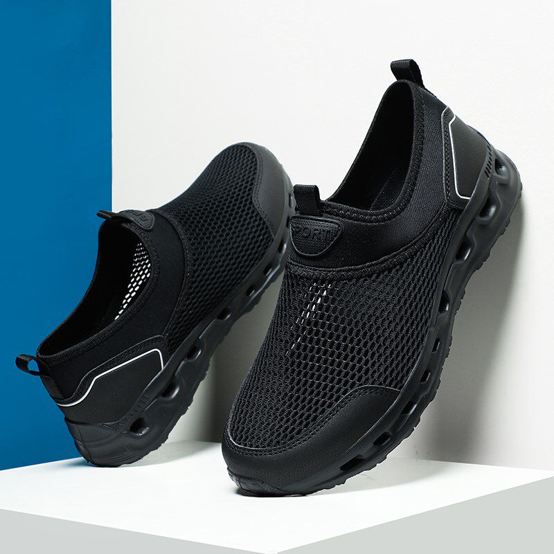 网鞋男轻便透气防臭夏季单网鞋底透气超大码男鞋464748套脚懒人鞋