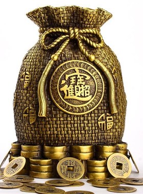 铜存钱罐摆件铜黄金袋钱袋客厅招财进宝存钱福袋储蓄罐纯黄铜摆件