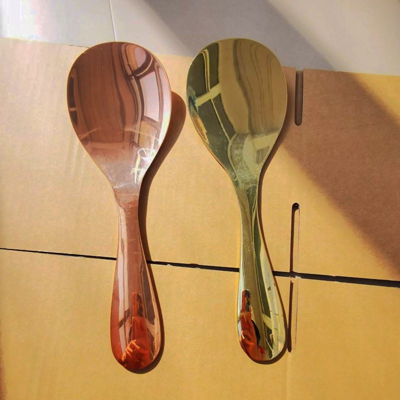 加厚纯铜米饭铲子紫铜家用盛饭勺铲黄铜豆腐脑铜铲个性金属米饭勺