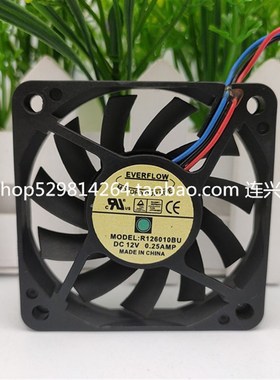 台湾EVERFLOW 6010 6CM 12V 0.25A R126010BU 4线主板CPU散热风扇