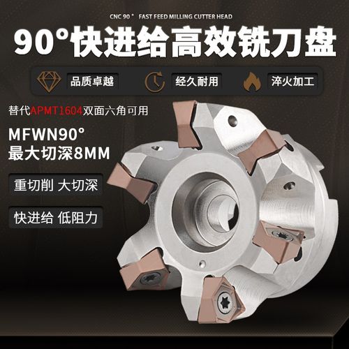 快进给铣刀盘90度双面六角大切深重切削直角配数控WNMU080608刀片