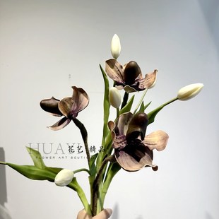 清新简约风郁金香仿真兰花家居摆放花艺装置素材手感保湿