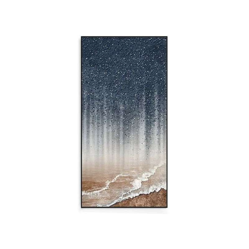 纯手绘油画星辰大海玄关装饰画立体肌理走廊过道楼梯手工壁画竖版图片