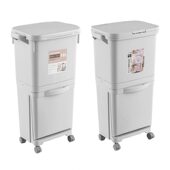 甄选厨房垃圾桶家用级感干湿分离不弯腰分类厨余垃圾桶按压弹盖款