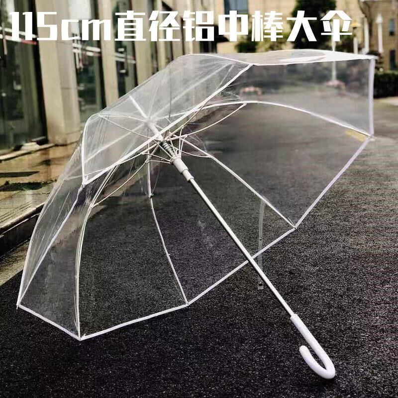 强抗风男女加大纯透明雨伞 自动长柄双人用大伞情侣透明伞