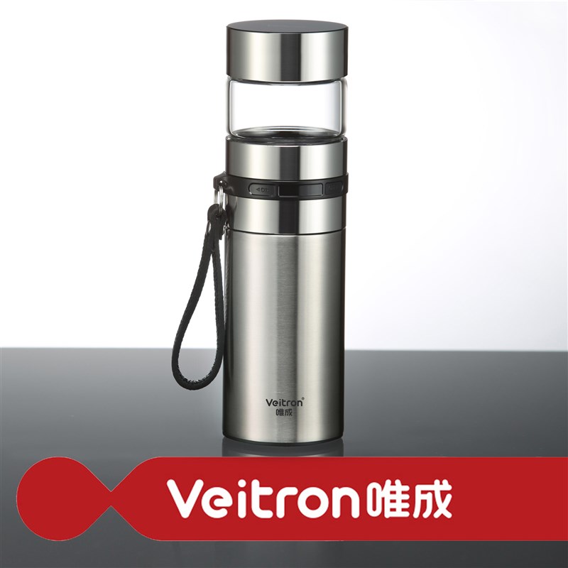 唯成茶杯个人茶水分离双层玻璃杯男士透明大容量保温水杯