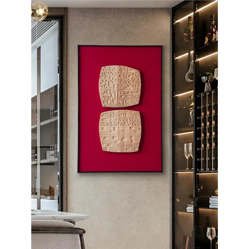 现代极简抽象木雕装饰画手工立体实物画样板间玄关挂画艺术装置画