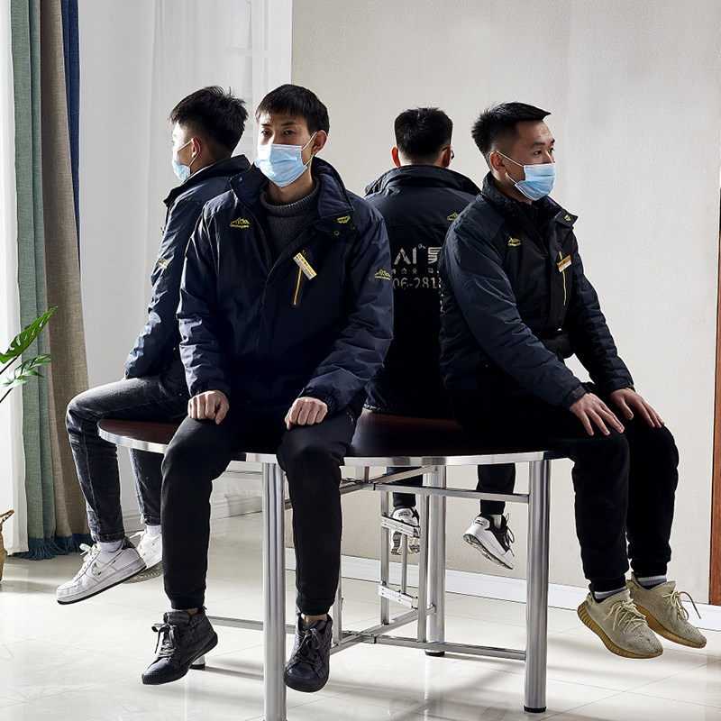 新款加厚圆桌家用简易餐桌餐厅饭店食堂带转盘杉木圆形折叠桌10人