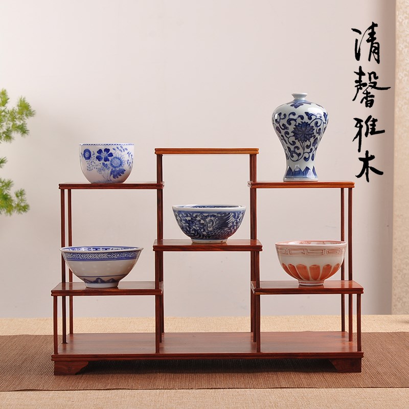 实木小型博古架功夫茶具置物架多宝格茶杯茶杯玉器收纳摆件展示架