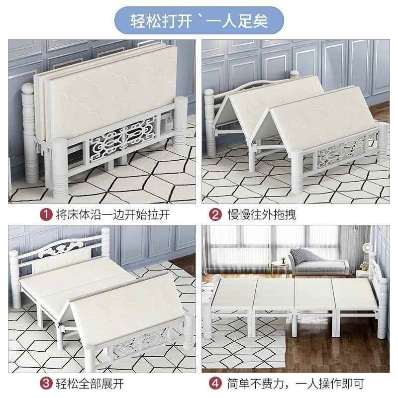 新疆成人折叠床便携陪护家用四折床双人午休床加厚静音铁艺床