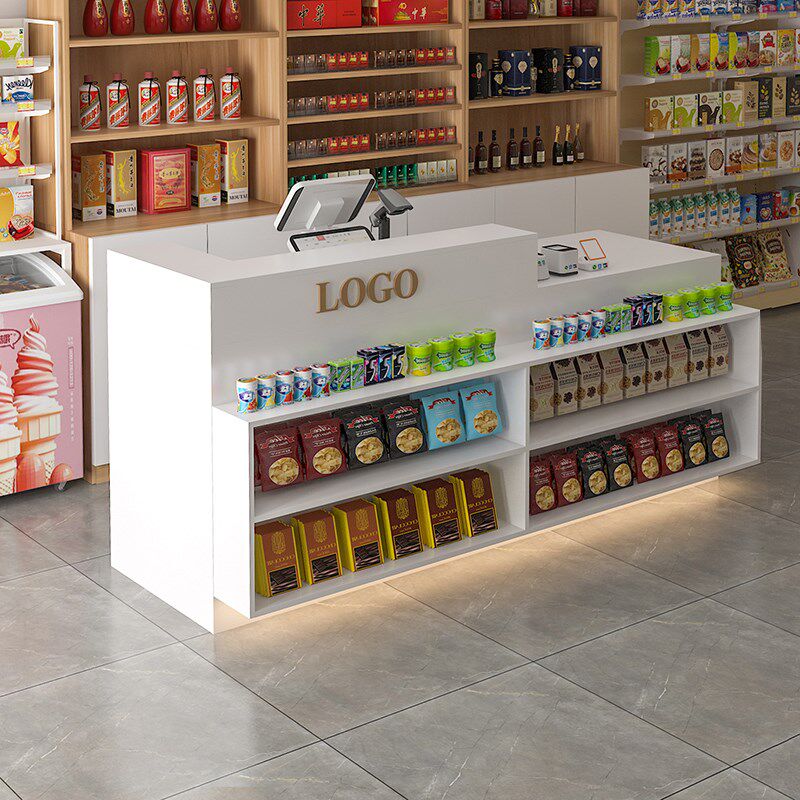 拐角吧台桌超市收银台商用餐饮店铺小型柜台转角前台便利店接待台