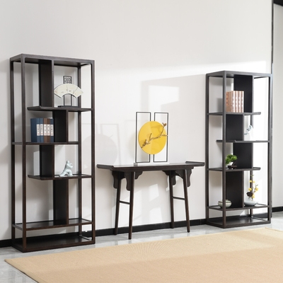 新中式博古架展示柜白蜡木实木落地现代置物架茶室茶叶架子博物架