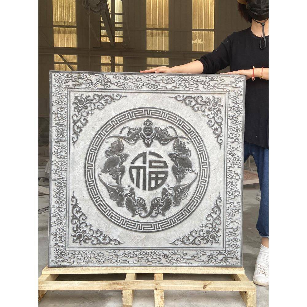 青石云雕地雕VTN石雕五福临院门浮雕壁画中式庭彷古镂空石窗照祥