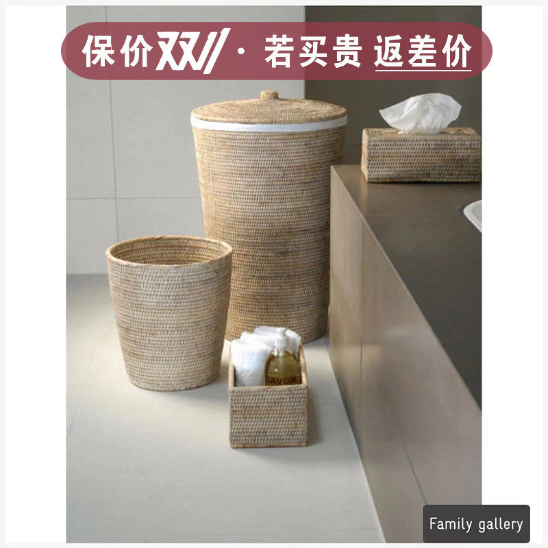 藤编脏衣篮篓收纳桶m洗衣篮藤编筐侘寂风做旧手工精致编织加大内