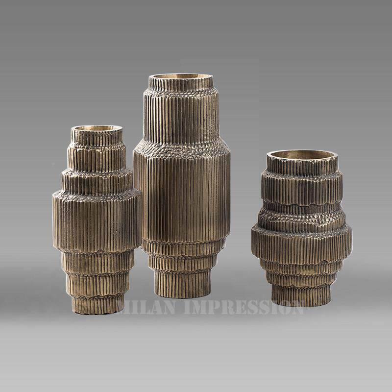 现代中式AH-2475A花瓶摆件金板属装饰花器样房客厅个性软品齿轮装