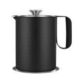 甄选厨房食用过滤储油壶 304不锈钢带盖滤网油壶家用喷塑油渣过滤