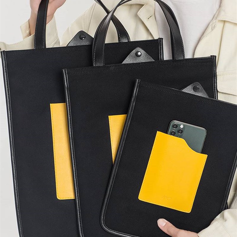 新款手提文件包帆布袋男公文包手提袋大容量女士资料袋收纳包A4文