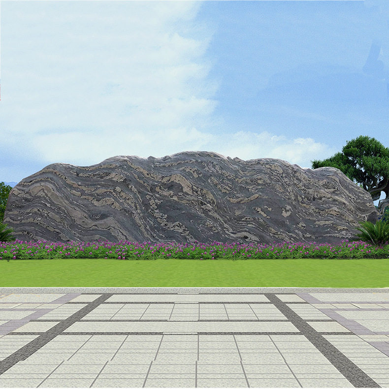 四川产地大型景观石 刻字石 雪浪石原石户外地标石定制元宇宙工厂