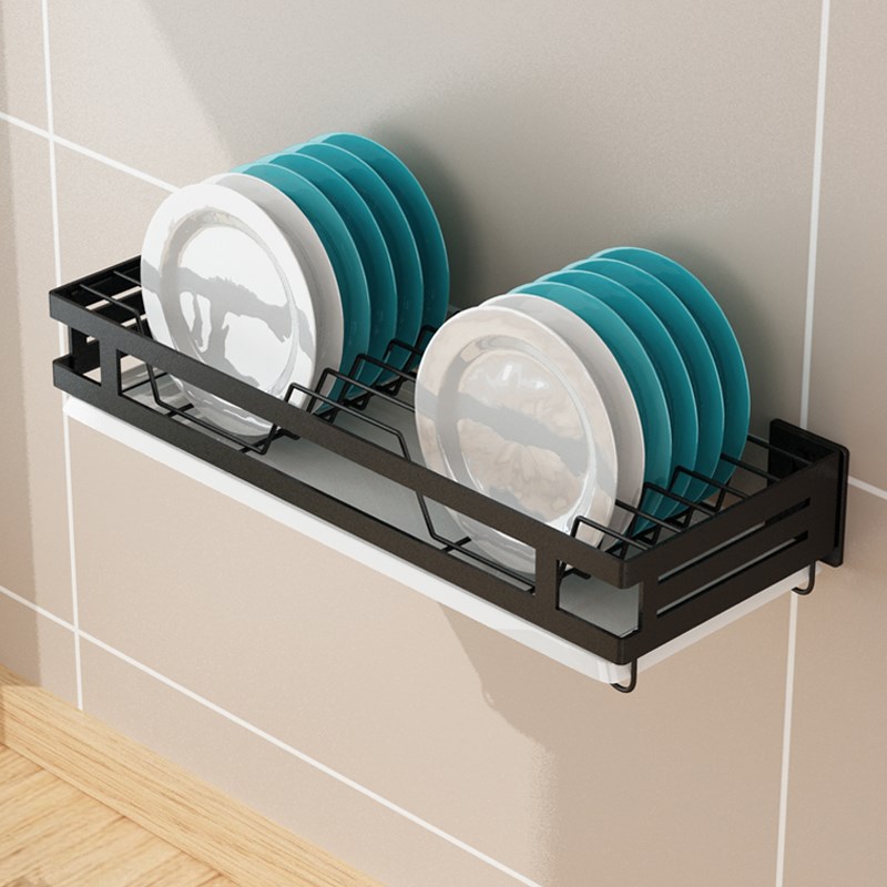 厨房置物架304不锈钢免钉壁挂式碗碟架沥水架盘子收纳架晾放碗架