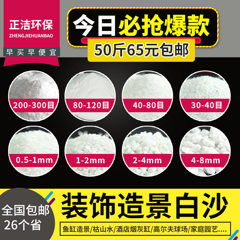 50斤白沙石英砂细沙灭烟沙鱼缸造景沙底砂纯白砂白色细沙子白石子
