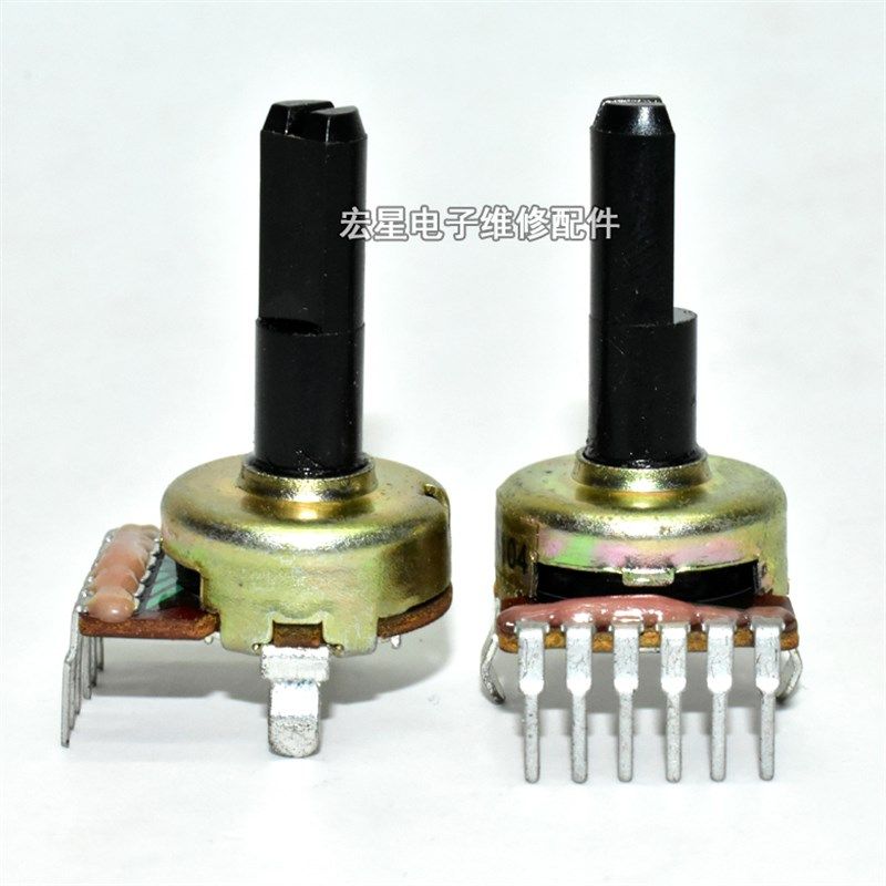 161型A104 B100K双联立式单排6脚功放音响音量电位器 D形半轴20MM
