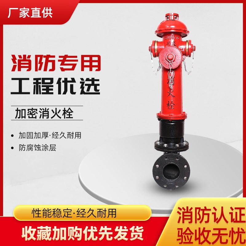 国标新型加密防盗SS100/65-1.6地上式室外消火栓六角智能款消防栓