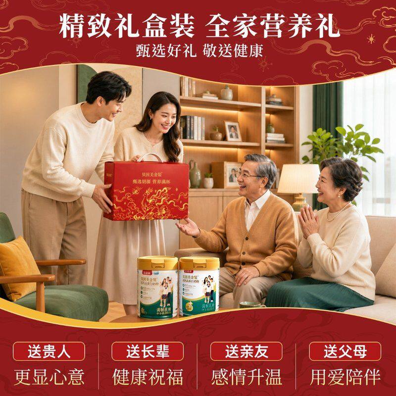 贝因美老年人高钙奶粉中老年高蛋白奶粉膳食纤维营养早餐牛奶700g