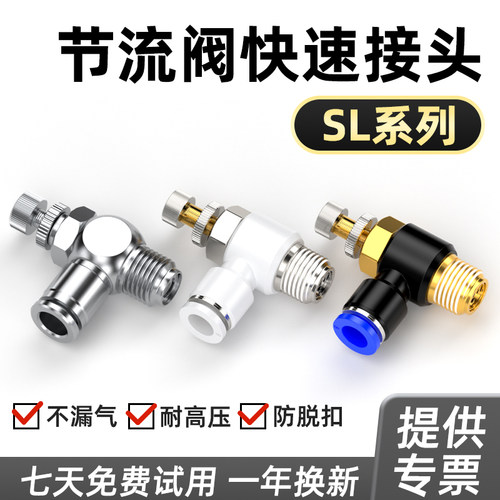气动元件气缸高压气管快速快插快接不锈钢接头节流阀调速阀SL8-01