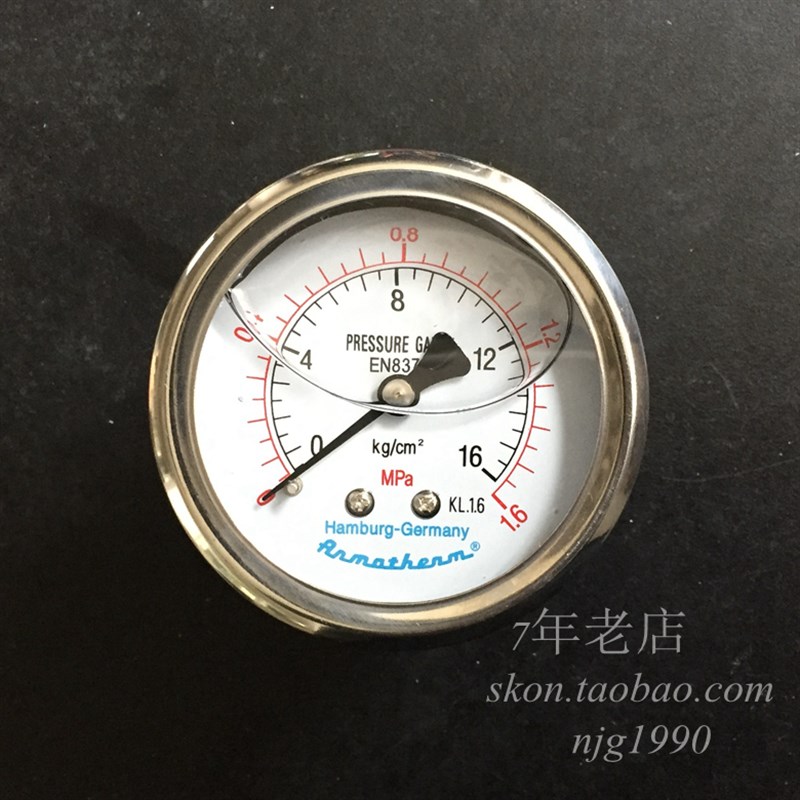 不锈钢耐震YN60Z轴向无边1.6MPA压力表16KG油压表双刻度M14*1.5
