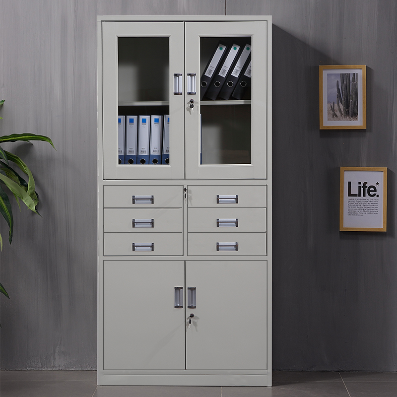 A4钢制中六斗文件柜整理档案柜办公室书柜铁柜带锁凭证柜资料柜子