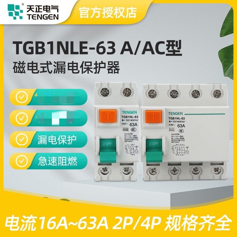 天正TGB1NL-63电磁式漏电保护器2P 4P 32A 40A 63A漏电开关A/AC型