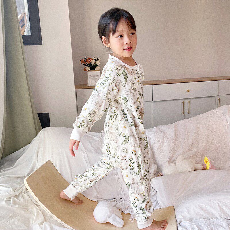婴幼儿四层竹棉纱布分腿睡袋夏春秋款宝宝一体Q式防踢被儿童四季