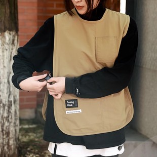 高级咖啡师围裙新款餐饮奶茶店短款马甲工作服定制l.ogo印字