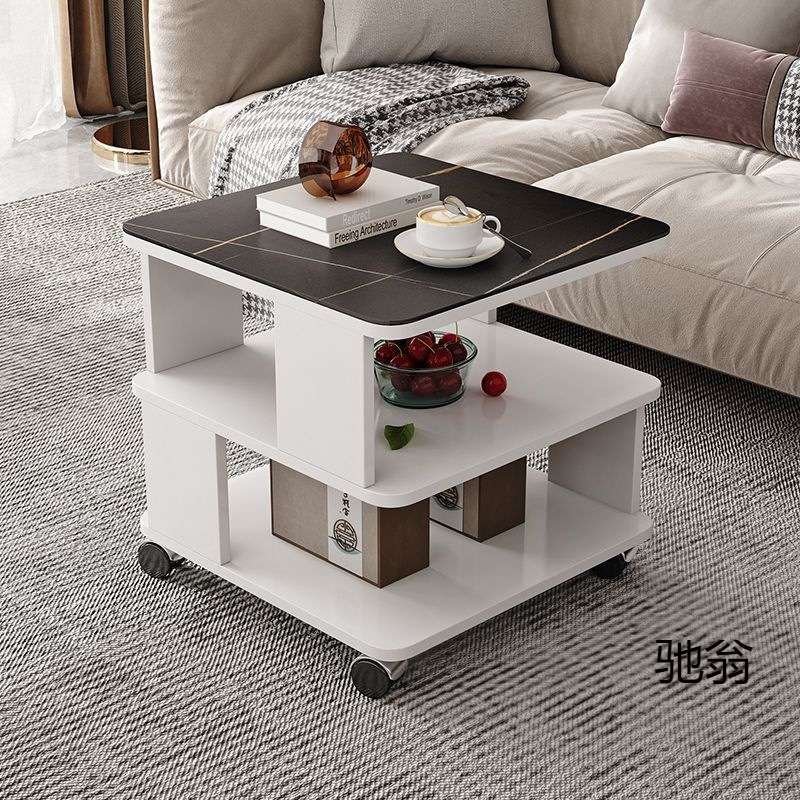 圆角简约现代钢化玻璃方几客厅沙发边几卧室移动小茶桌高级小茶几