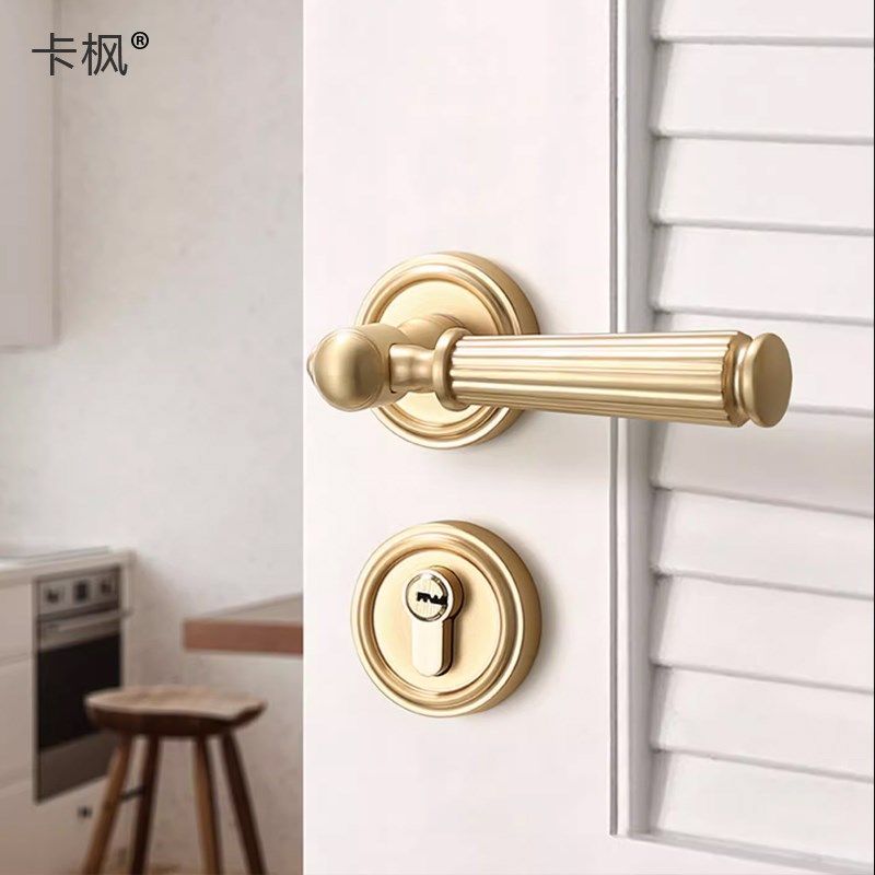 拉丝金色门锁法式室内卧室房间木门锁美式奶油风磁吸静音房门锁,3C数码配件,USB多功能数码宝,淘宝优惠券,粉丝福利购,淘宝优惠卷
